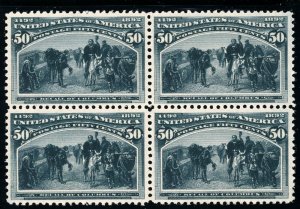 USAstamps Unused VF-XF US 1893 Columbian Expo Block of 4 Scott 240 DOG MNH +Cert