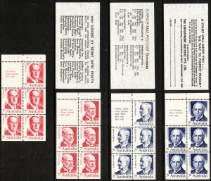 1972 Australia Prime Ministers booklet panes full set MNH Sc# 514a / 517a $14