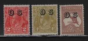 Australia Scott # O3 - O5 VF OG lightly hinged nice color cv $ 163 ! see pic !