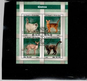 ST. THOMAS & PRINCE 2018 CAT BREEDS MINT VF NH O.G S/S CTO (STT3)