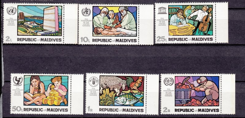 J27526 1970 maldive islands set mnh #318-23 united nations