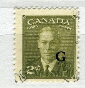 CANADA; 1950s early GVI Official ' G ' Optd. fine used 2c. value