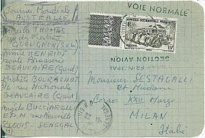 25417 - AOF Senegal - POSTAL HISTORY - Postcard to ITALY - TRAINS 19452-