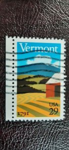 US Scott # 2533; used 29c Vermont from 1991; XF centering; off paper