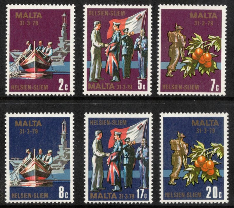 MALTA 1979 End of Military Facilities Agreement; Scott 552-57, SG 619-24; MNH