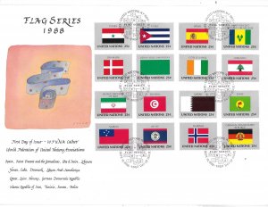 United Nations NY 528-543 1988 Flags WFUNA Large FDC