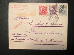 1909 Romania Cover Bucharest to He De La Reunion France Capitaine Ressel