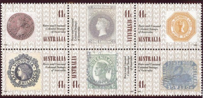 AUSTRALIA Scott 1180 MNH** 1990 Stamp on Stamps block