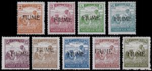 Fiume Scott 3-6, 8-12 (1918) Mint H F-VF, CV $149.00 B