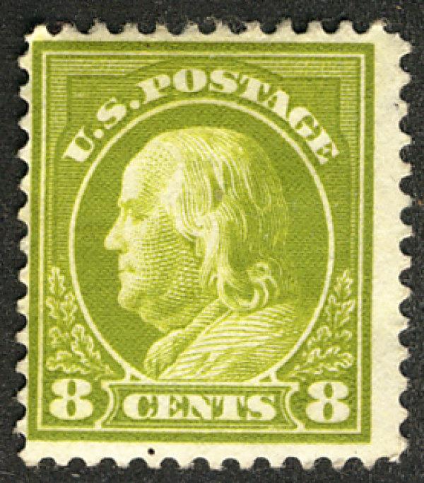 US #414 SCV $90.00  VF mint never hinged, wonderfully well centered, fresh co...