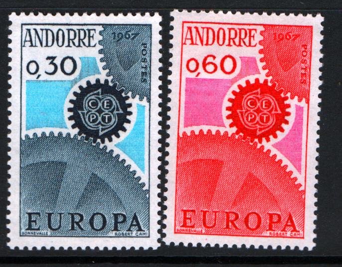 ANDORRA, FR. 174-175 MINT HINGED, EUROPA SET 1967