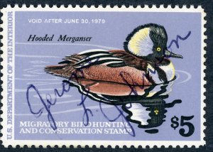 #RW45 – 1978 $5.00 Hooded Merganser. Used.