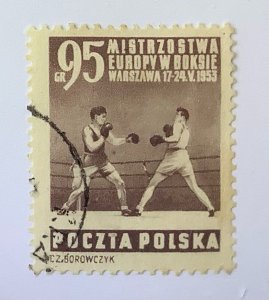 Poland 1953  Scott 577 used - 95g,   European Boxing Championship,  Warsaw