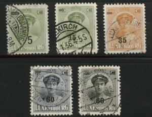 Luxembourg Scott 154-8 used 1925-8 stamp set