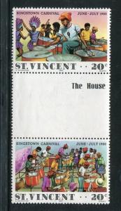 St Vincent 602, MNH, Kingstown Carnival Gutter Pair 1980. x28082