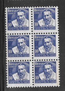 Brazil #RA4 MNH Block of 6 Postal Tax