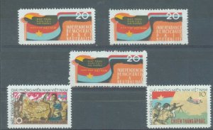 Vietnam NLF 1963 first two sets sg.NLF1-5 MNH  STC £37.50