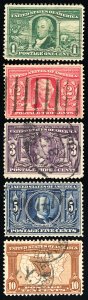 US Stamps # 323-7 Used VF Scott Value $85.00