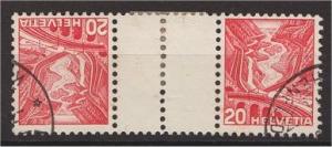 SWITZERLAND, GUTTERPAIR 20 CENTIMES GOTTHARD 1937 U	