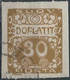 Czechoslovakia J6 (used) 30h Doplatit, dp bister (1918)