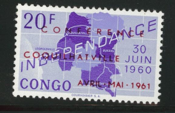 Congo Democratic Republic Scott 380 MH* 1961 Map opt stamp