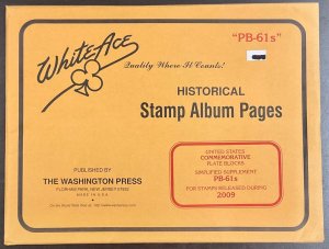 White Ace Historical Stamp Album US Commemorative Plate Blocks PB-61s  2009 NEW