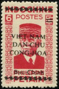 North Vietnam - Viet Minh SC# 1L7 o/p on Indo-China 6c MNHNGAI