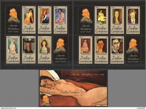 2011 Central Africa Art Amadeo Modigliani 1884-1920 Paintings Bl+2Kb ** Ca1056