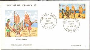 1966 FRENCH POLYNESIA FIRST DAY COVER WITH CACHET