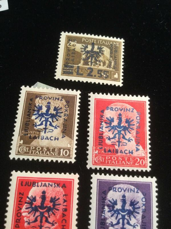 Laibach 1944 German Occupation Stamps 7 Total Stamps 