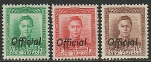 EDSROOM-10361 New Zealand O72-O74 H 1938 Complete George VI Officials CV$50.50