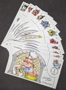 EDW1949SELL : USA 2005 Sc #3944 Cplt set of 11 Muppets Collins Hand Painted FDC