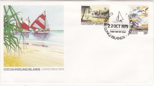 Cocos Islands # 51-52, Sailboats, Birds, First Day Cover