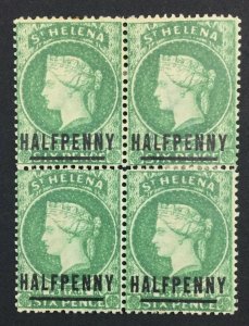 MOMEN: ST HELENA SG #34 1884 EMERALD 1884 BLOCK MINT OG H £80++ LOT #225508-5163