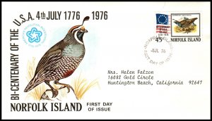 Norfolk Island 197 US Bicentennial Typed FDC