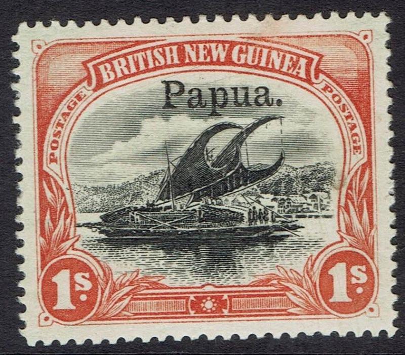 PAPUA 1906 LAKATOI LARGE PAPUA OVEPRINTED 1/- HORIZ WMK 