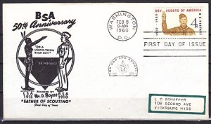 United States, Scott cat. 1145. Scouts 50th Anniversary. First day cover. ^