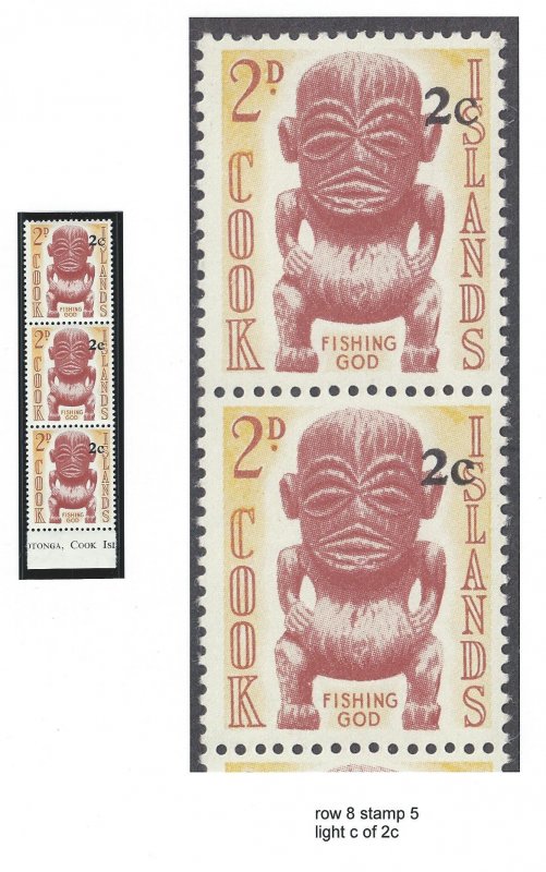 Cook Islands variety strip of three light c of 2c mnh  s.c.# 180