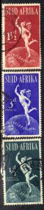 South Africa 1949 KGV1 Set UPU Postal Union used SG 128 -130 ( K748 )