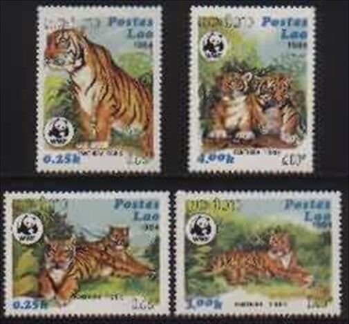 Laos MNH Sc # 517-20 Mi # 706-09 WWF Tigers
