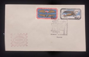 D)1974, URUGUAY, FIRST DAY COVER, ISSUE, HISTORY OF AVIATION, EMBLEMS, NIEUPORT