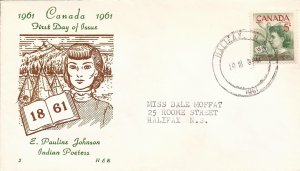 1961 Canada (H&E)  FDC - Sc 392 - Pauline Johnson - Poet