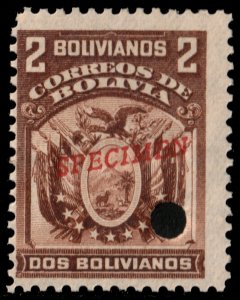 ✔️ BOLIVIA 1901 COAT OF ARMS ABNC SPECIMEN PUNCH KEY VALUE SC. 76 MNH ** [021]