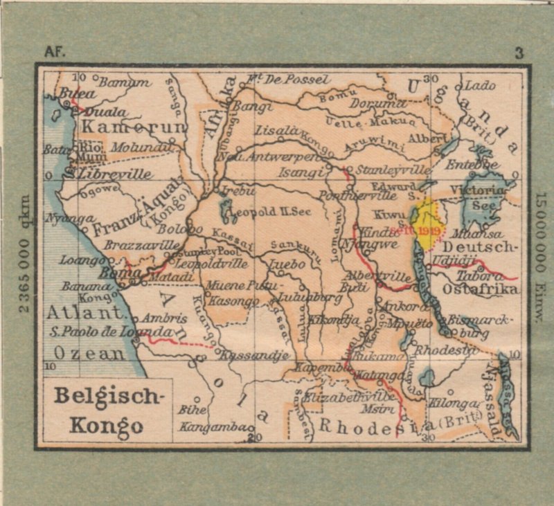 Germany Schaubek Poster Stamp BELGIAN CONGO Map A6096