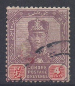 Malaya Johore Scott 106 - SG108, 1922 Sultan 4c used