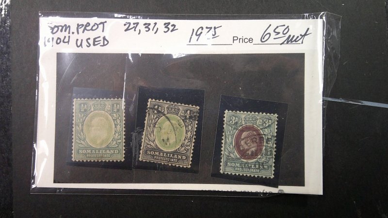 Somaliland Protectorate 1904 Scott# 27, 31, 32 USED F-VF