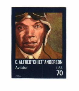2014 70c C. Alfred Chief Anderson, Aviator, Imperforate Scott 4879a Mint VF NH