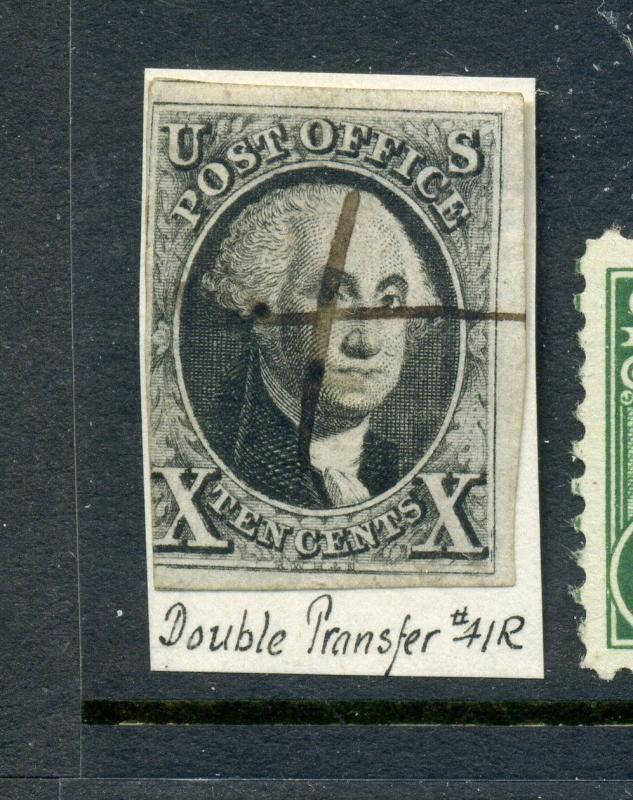 2 Washington Imperf Used Stamp Pos 41R w/DOUBLE TRANSFER  TYPE D (Stock #2-39)