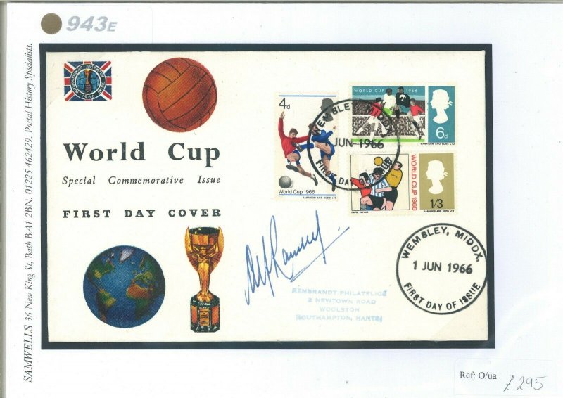 GB First Day Cover WORLD CUP ILLUSTRATED Wembley Signed *Alf Ramsey* 1966 943e 