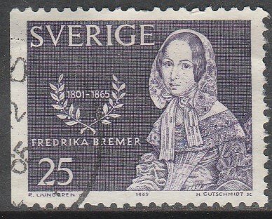 SWEDEN 688, FEDRIKA BREMER. USED SINGLE. VF. (456)